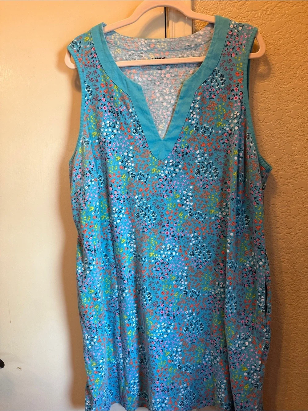 Lands’ End Floral Sleeveless Swim Cover-Up Dress